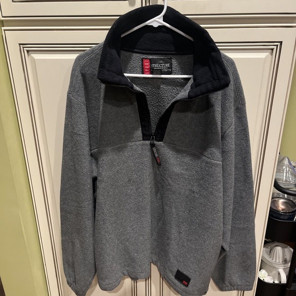 Structure Sport Pullover Fleece Pullover 1/4 Zip Gray‎ Black  Medium/ Large Warm - Picture 1 of 6